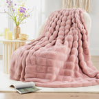NEXHOME PRO Faux Fur Throw Blanket Pink, Luxury Soft Decorative Cozy Plush Long Shaggy Fluffy Blanket for Sofa Couch Bed Living Room, Reversible Puffy Thick Warm Blanket for Winter, 60"X80"