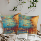 KSLIDS Vintage Abstract Soft Velvet Throw Pillow Covers Set of 2 Blue Orange Messy Rust Painting Decorative Pillow Covers 18x18 Inch Colorful Art Pillow Case for Sofa Couch Living Room Home Decor
