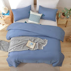 ROSGONIA Comforter Full Size for Girls Boys Teens Slate Blue, 3pcs (1 Blue Comforter & 2 Pillowcases) Lightweight Dorm Bedding Full Size