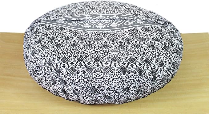 ICC Large Hippie Mandala Round Floor Pillow Cover Ottoman Pouf Cover Daybed Oversized Cotton Cushion Cover with Heavy Duty Zipper Seating Ottoman Poufs Dog-Pets Bed (Gray Ombre, 35" Round)