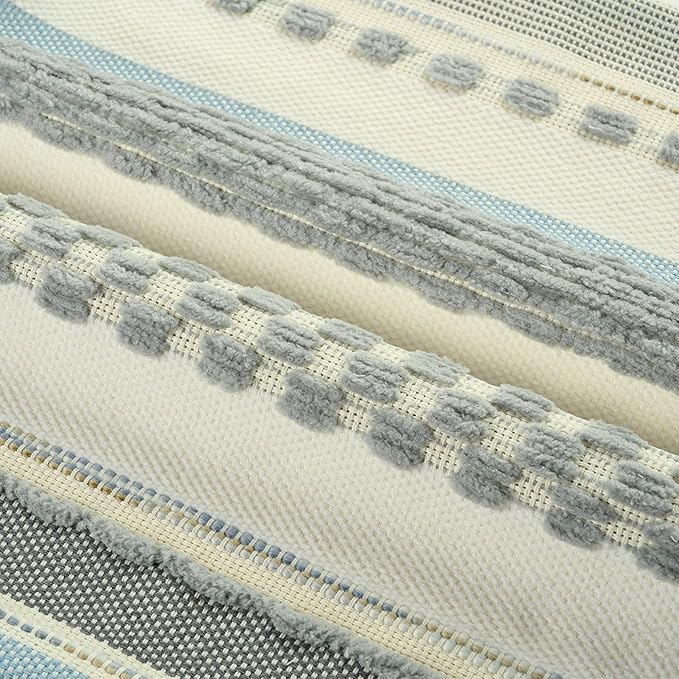 FUTEI Grey Decorative Throw Pillow Covers 20x20 Inch Set of 2, Soft Tufted Striped Textured Accent Cushion Case,Boho Pillows for Couch Decor