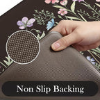 KIMODE Kitchen Mats Cushioned Anti Fatigue, Black Farmhouse Kitchen Rugs Sets of 2, Padded Kitchen Floor Mats, Non Slip Standing Mat for Sink, Laundry, Office, Desk 17"x59"+17"x29"