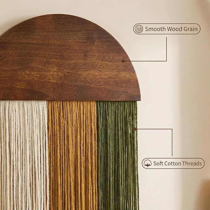 HISBO 2 Pcs Boho Macrame Wall Hanging, Tie-Dye Tapestry, Three-color woven tapestry, Modern Chic Wall Decor, for Apartment Dorm Living Room Bedroom Nursery Backdrop 17.7" W X 29.5" L, Blue and Green