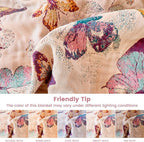 Boho Butterfly Throw Blanket 50"x60" Couch Blanket,100% Cotton Reversible Soft Breathable Lightweight Spring Decorative Blankets with Tassels for Sofa Bed Decor All Season