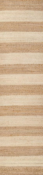 JONATHAN Y Jayden Woven Jute Stripe Natural/Bleach Runner Rug, 2x10, Rustic, Farmhouse, Traditional, Lodge, Easy-Cleaning for Living Room, Bedroom, Kitchen, Non-Shedding (NRF202C-210)