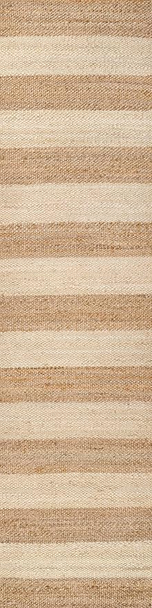 JONATHAN Y Jayden Woven Jute Stripe Natural/Bleach Runner Rug, 2x8, Rustic, Farmhouse, Traditional, Lodge, Easy-Cleaning for Living Room, Bedroom, Kitchen, Non-Shedding (NRF202C-28)