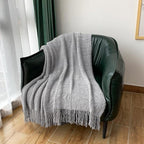 LOMAO Knitted Throw Blanket with Tassels Bubble Textured Lightweight Throws for Couch Cover Home Decor (Light Grey, 60x80)
