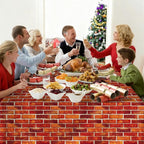 Large Brick Wall Backdrop Tapestry for Christmas, Faux Brick Backdrop Wall Covering Removable Red Tablecloth, Medieval Castle Stone Photo Scene Setter for Winter Curtains Door Decor (98" X 118")