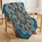Ornamental Mandala Throw Blanket Indian Hippie Bohemian Art Floral Texture Pattern Blanket for Sofa Bed Couch Chair Or Dorm 60"x80"