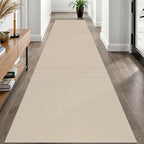 EARTHALL Woven Runner Rug 3x10 Ft Washable Runners for Hallways Long Non Slip Rubber Backed Kitchen Runner Braided Indoor Floor Carpet Runners for Entryway, Hallway, Kitchen, Beige/Khaki