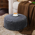 SUTAVIA Pouf Ottoman Cover Unstuffed Pouf Seat Decorative Soft Storage Bean Bag 20x20x8 Inches Floor Footrest for Living Room Bedroom (Dark Gray, Round)