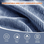 Pouf Ottoman Foot Rest, Comfortable & Soft, Round Footstool for Living Room, Bedroom, Office, Room Decoration, Corduroy Foot Stool Pouf with Odorless & Anti-Clump Filling, Large Navy