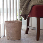 Household Essentials Handwoven Cattail Wicker Waste Basket, Natural
