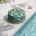 TWELAR Indoor/Outdoor Inflatable Ottoman with Handle, Decorative Fade-Resistant Round Footstool D21 x H9 inch, Portable Ottoman Pouf for Patio Garden Camping, Flower Child