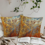KSLIDS Brown Rust Soft Velvet Throw Pillow Covers Set of 2 Gold Orange Teal Rustic Decorative Pillow Covers 16x16 Inch Rusty Copper Metallic Bronze Pillow Case for Sofa Couch Living Room Home Decor