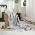 FOSSA Muslin Blanket with Fringe - 4-Layer 100% Cotton Gauze Super Soft & Breathable Throw -Lightweight Decorative Cooling Blanket for Bed, Sofa, Office -Twin XL Size 90" x 66" (Grayish)