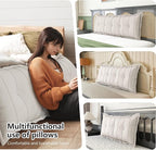Johnear Headboard Pillow Large Reading Pillows for Sitting in Bed Adult Daybed Cushion Backrest Bolster Pillow Support Positioning Sofa Rest （Ivory White, 39 x 3 x 20 inches）