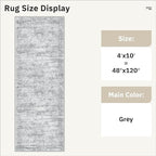 4x10 Wide Hallway Runner Rug: Washable Soft Rug Runners for Living Room Bedroom Ktichen, Stain Resistant Low Pile Area Rugs Non Slip Floor Carpet (Grey, 4x10)