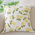 vctops Yellow Rose Embroidered Decorative Throw Pillow Cover Spring Summer Floral Square Pillow Cases Garden Cotton Cushion Cover for Couch Sofa Bed (Flower D,18"x18")