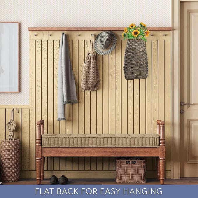 AuldHome Design Wall Hanging Pocket Basket; Woven Wicker Rustic Farmhouse Gray Washed Long Basket; 17 x 9 x 5 Inches (Pack of 2)