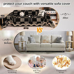 ROOMLIFE Dark Coffee Couch Cover Sofa Covers, Chenille Couches Covers for 3 Cushion Sofas, Non Slip Soft Breathable Sofa Slipcovers for Pet, Washable Furniture Protector with Tassel,71''X134”