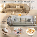ROOMLIFE Couch Cover Boho Sofa Covers for 3 Cushion Couch Washable, Furniture Protector Sofa Couch Cover for Dogs, Soft Breathable Sofa Slipcover, Couch Throw Blankets with Tassels 71''X134''