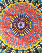 Mandala Floor Pillow Cushion Seating Throw Cover Hippie Decorative Bohemian Ottoman Poufs, Pom Pom Pillow Cases,Boho Indian (32 Inches, Multi Pigment)