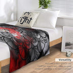 Black Red Mandala Throw Blanket Abstract Yellow Red Black Boho Floral Modern Blanket for Sofa Bed Couch Chair Or Dorm 50"x60"