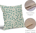 Aqua Floral Pillow Covers 18x18 Set of 2 Vintage Rustic Old Style Cute Small Flower Teal Cream Print Decorative Outdoor Pillowcases Farmhouse Throw Cushion Case Decor for Couch Sofa Bed