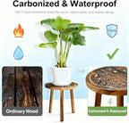 3 PCS Wood Plant Stands Indoor, Three Sizes of Plant Stands Suitable for 6-15 Inch Pots, Single Plant Holder and Wood Stool, Mid-century Modern Plant Pot Stand, Tall and Short Flower Pot Stand