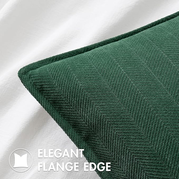 MIULEE Pack of 2 Green Decorative Pillow Covers 20x20 Inch Soft Chenille Luxurious Couch Throw Pillows Farmhouse Cushion Covers with Elegant Design for Sofa Bedroom Living Room Home Decor