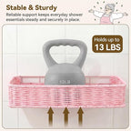 GRANNY SAYS 2 Pack Wicker Shower Caddy Hanging, Shower Shelf for Inside Showers, Adhesive Shelves for Bathroom Organizers and Storage, Bathroom Shelves Wall Mounted with 4 Hooks for Home Decor, Pink