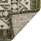 Rugs.com Outdoor Aztec Collection Rug – 4' x 6' Green Flatweave Rug Perfect for Living Rooms, Large Dining Rooms, Open Floorplans