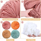 Kathfly Set of 4 Decorative Round Pleated Throw Pillows, Classy Velvet Pumpkin Round Throw Pillows, Decorative Floor Pillow for Bed Chair Home Sofa Decor, 14" Diameter(Colorful)