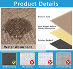 6ft Natural Jute Hallway Runner Rug Non Slip Washable, Rubber Backed Long Khaki Indoor Entryway Runner, Absorbent Kitchen Carpet Sink Rug