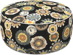 LVTXIII Indoor/Outdoor Inflatable Ottoman with Handle D21 x H9 Inch, Weather-Resistant Round Footstool Pouf for Patio Camping Living Room, Portable Footrest Extra Seating, Black Yellow Crosby