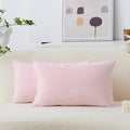 Home Brilliant Pink Lumbar Pillow Cover 12x20 Soft Striped Corduroy Accent Pillows for Bedroom Decorative Pillow Covers for Party, 12 x 20 inch, Blush Pink