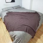 LOMAO Knitted Throw Blanket with Tassels Bubble Textured Soft Blanket Lightweight Throws for Couch Cover Home Decor (Grey Purple, 50x60)