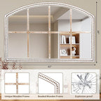 Farmhouse Windowpane Wall Mirror 28x42 Inch, Large Rustic White Wood Mirror Decorative for Living Room, Bedroom, Entryway, Hallway