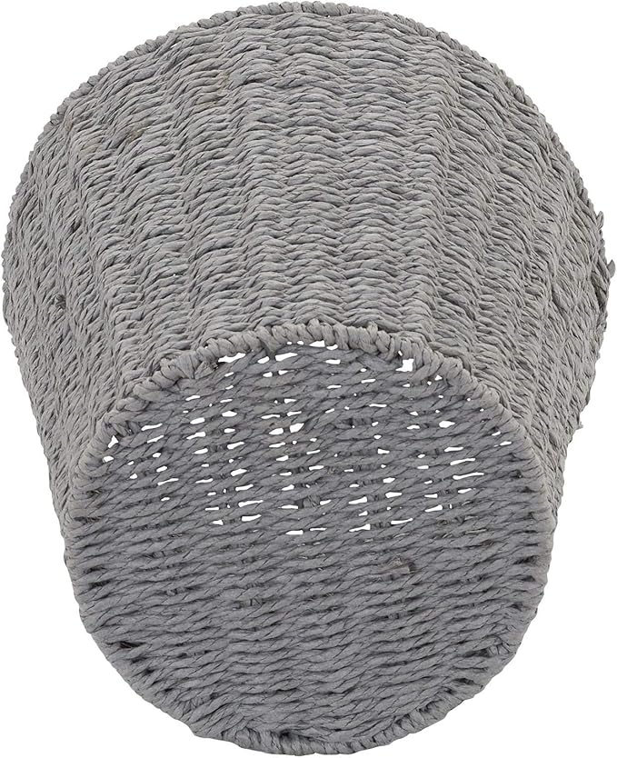 Household Essentials Woven Waste Basket, Gray Paper Rope Waste Bin for Bathroom, Bedroom, Office
