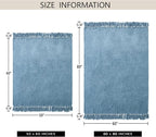Chenille Throw Blanket for Couch 50"X 60", Soft Cozy Throws with Fringe Tassel for Bed Sofa Chair Cover, Lightweight Knitted Decorative Boho Blankets for Living Room, Dusty Blue