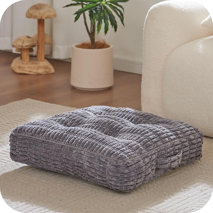 Floor Pillow Cushion for Adults, Meditation Cushion Pillow, Large Square Floor Sitting, for Tatami Living Room or Yoga, 22x22 Inch