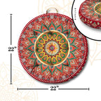 Mandala Meditation Cushion, Boho Meditation Mat, Meditation Pillows for Sitting on Floor, Cushions for Sitting in Home and Outdoor, Round Floor Pillows Cushion Seating for Yoga Accessories 22'' X 22''