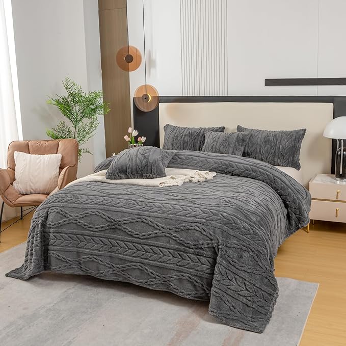 YUSOKI Queen Size Blanket Single Layer,Weight(4.4lb),370GMS-3D Stylish Design for Gift Home Decor (Grey,90"x90")