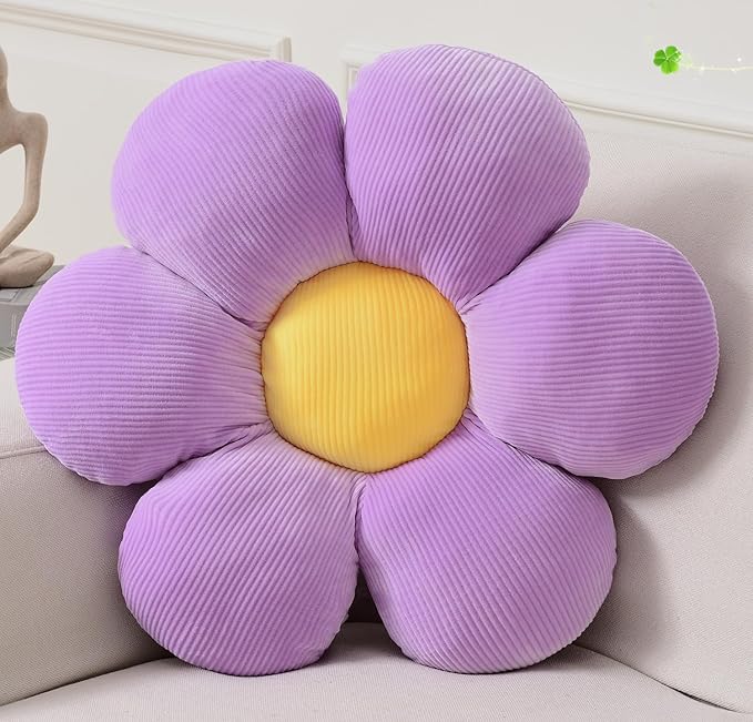 Flower Pillow, Purple Throw Pillows Cute Daisy Decorative Pillow Cushion Seating Home Decorative for Bed, Sofa, Couch