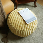 Unstuffed Pouf Ottoman Cover Soft Storage Extra Seat Farmhouse Comfortable Bohemian Poufs Accent Footrest 20x20x8 Inches for Living Room Bedroom Study Nook (Yellow B, Round)