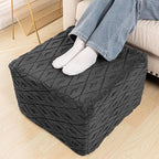 Fluffy Square Ottoman Pouf with All-in-One Foam Filling 20 x 14 Inches Furry Ottoman Foot Rest Foot Stool for Living Room or Bedroom (Gray)