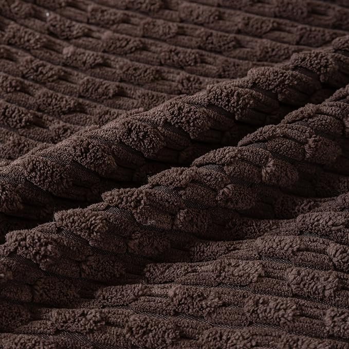Set of 4 Beige Brown Coffee Decorative Throw Pillow Covers 26x26 Inch Corduroy Pillow Covers for Bed Couch Sofa Living Room Soft Square Cushion Cases