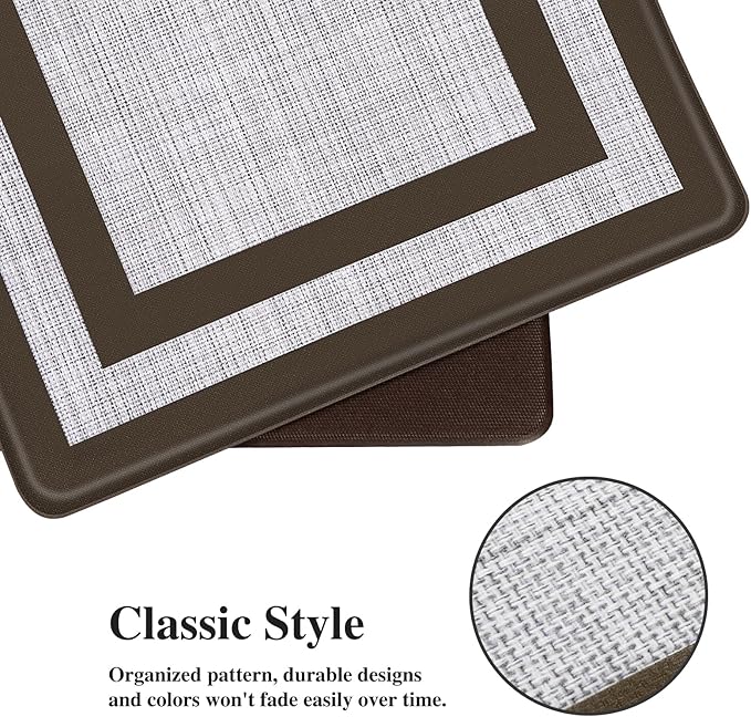 Mattitude Kitchen Mats Set of 2 Cushioned Anti-Fatigue Non-Skid Rug Sets Ergonomic Comfort Standing Mat for Kitchen, Floor, Office, Sink, Laundry,Chocolate