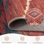 Area Rug 2x3 Rug Machine Washable Non-Slip Low Pile Print Pattern Western Rug for Living Room Bedroom Entryway Tribal Series -Red/Orange